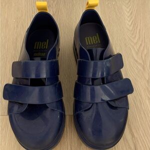 Mini Melissa. Blue Shoes with Velcro. Size 13. Gently Used. Great Condition